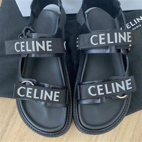 celine bulky sandals|Celine black flat sandals.